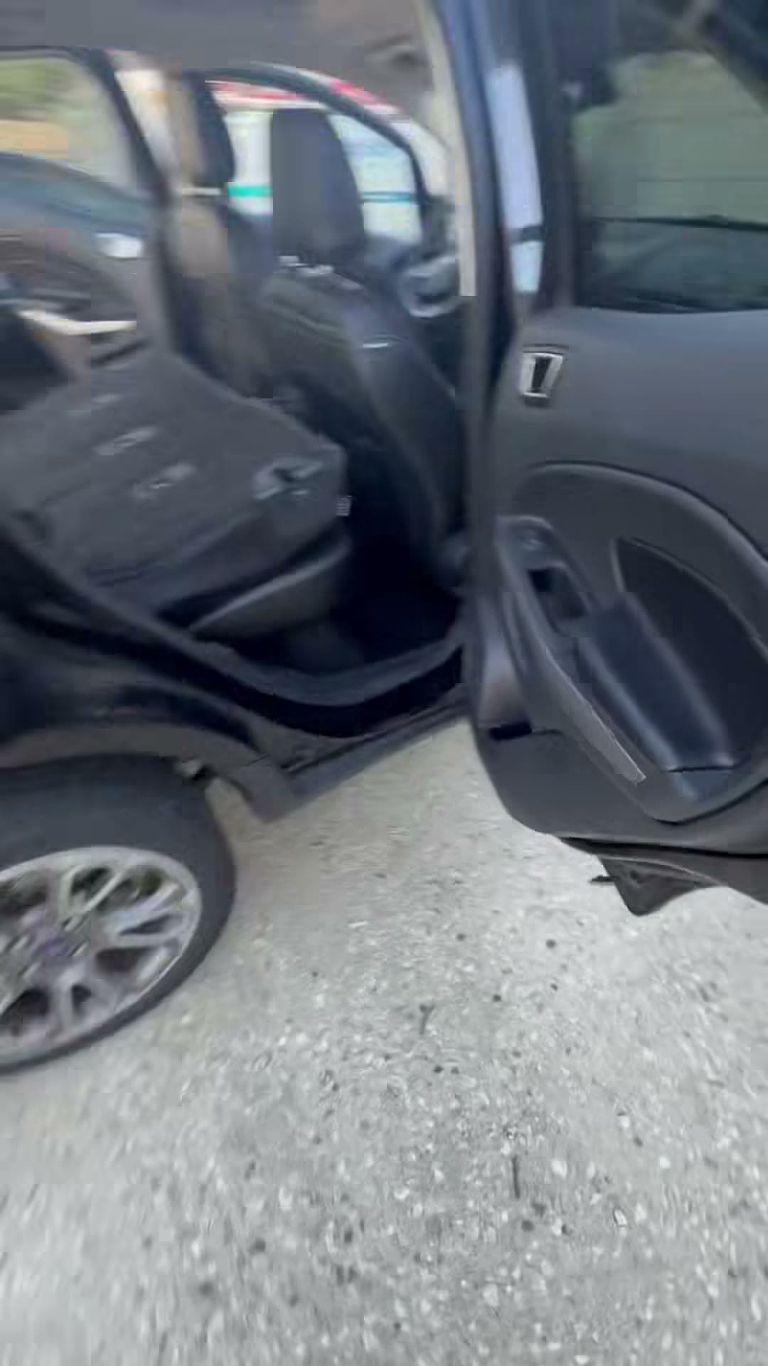 Ford Explorer cargo area with visible buildup before cleaning