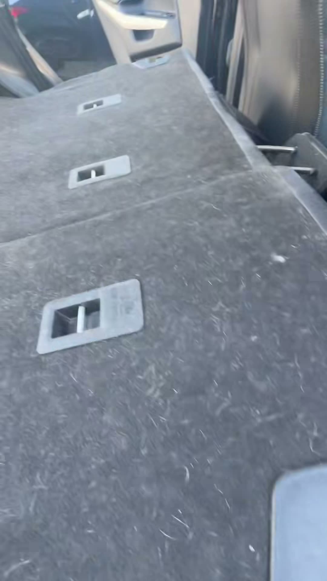 Pet hair visible across a Ford Explorer seat back before an SJ's Auto Spa cleaning pass