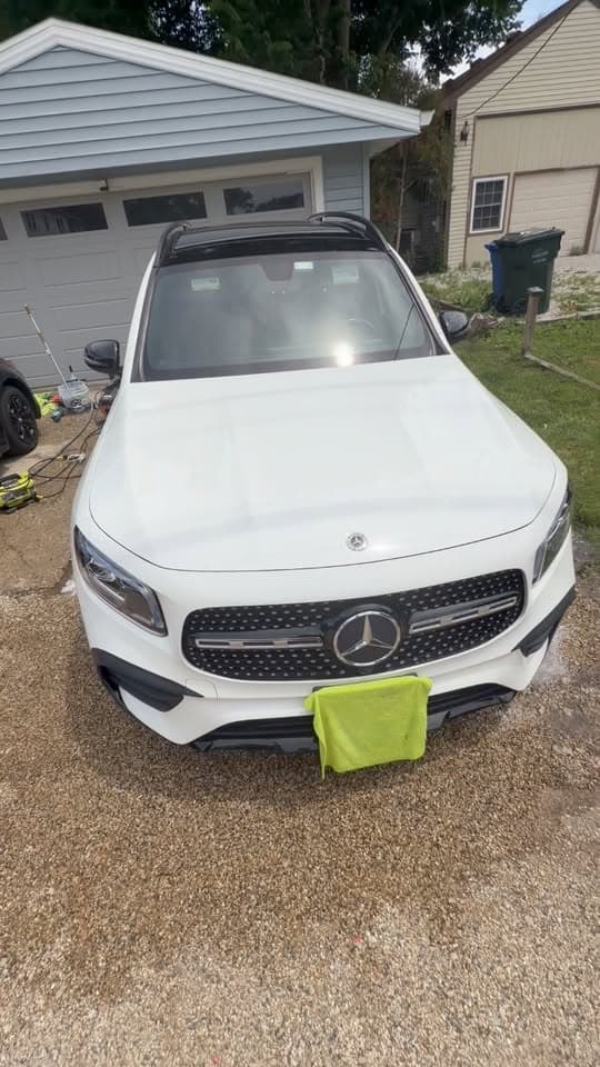 White Mercedes after mobile exterior detailing